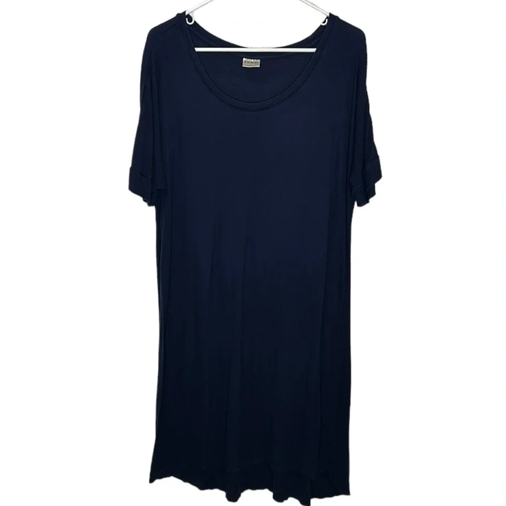 Soma Ribbed Sleep Shirt Women's Large Navy‎ Blue Short Sleeve Loungewear